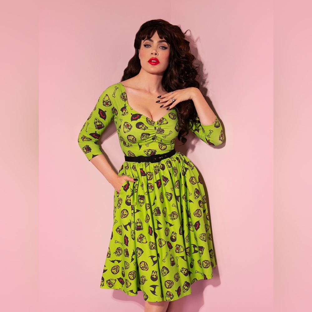 Bnwt 3xl Wicked Swing Dress in Monster Mash Print -Vixen by Micheline Pitt